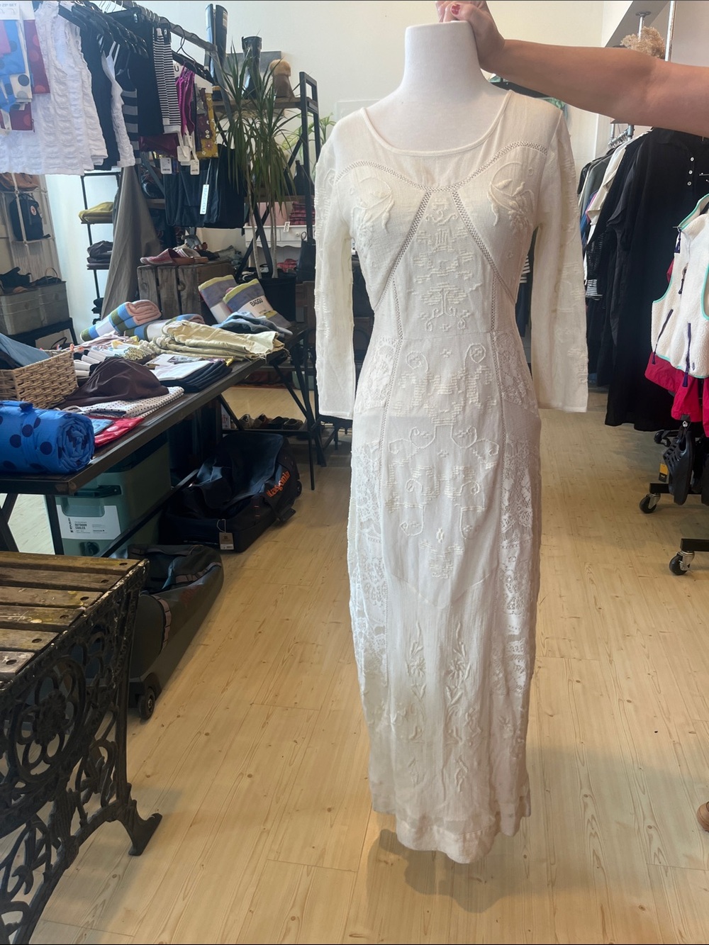 Free People Ivory Embroidered Maxi Dress